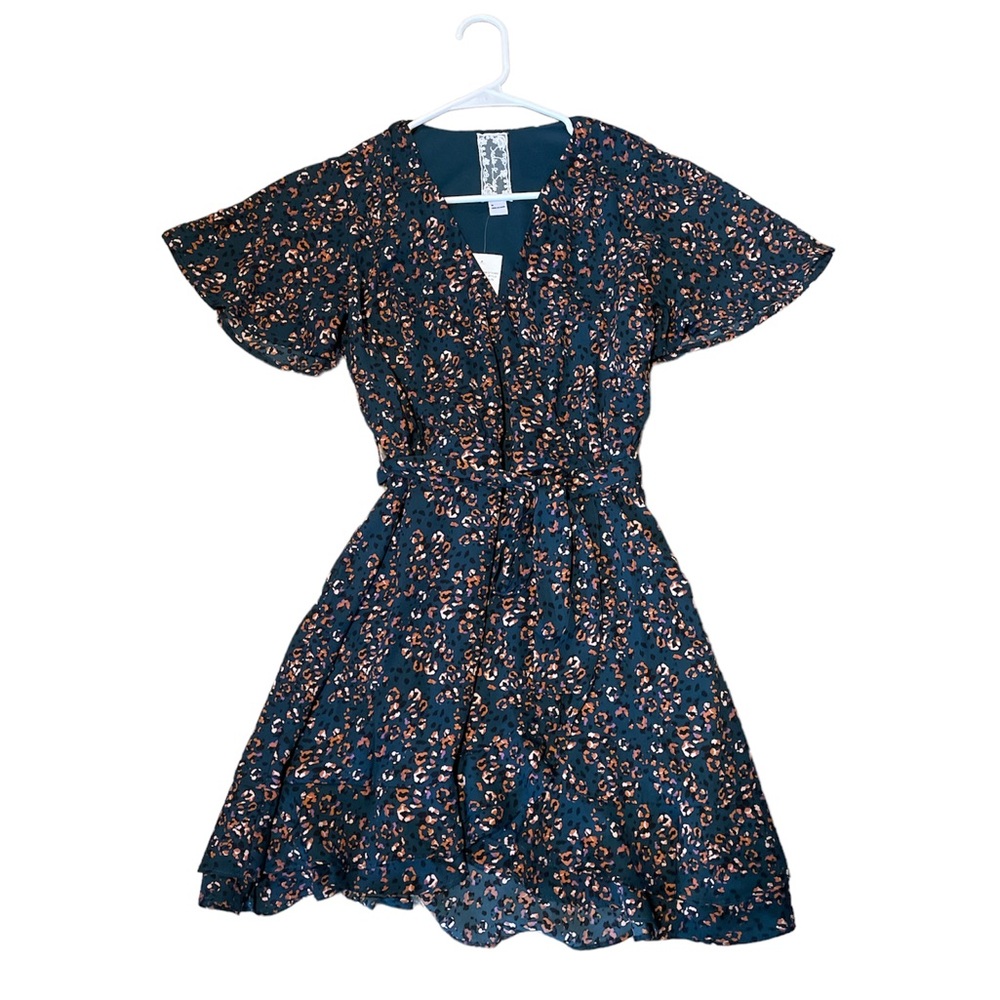 Teal & Orange Floral Print Dress